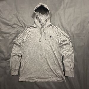 Polo Ralph Lauren Hoodie Shirt Mens Small Long Sleeve Lightweight Pullover Gray